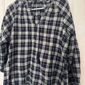Madewell Navy and White Plaid Top